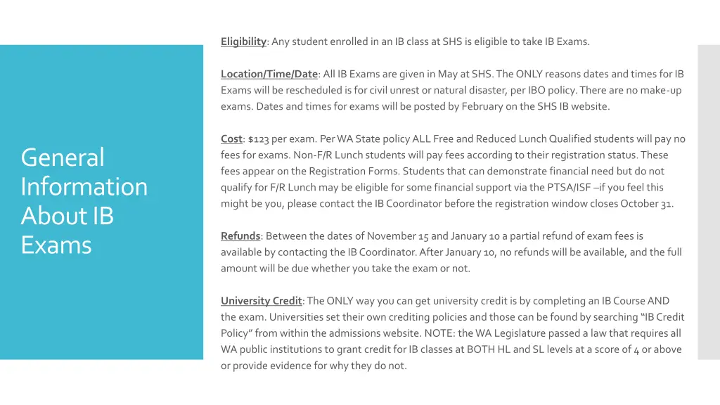 eligibility any student enrolled in an ib class