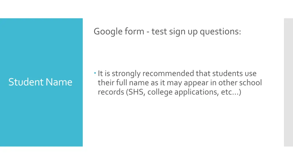 google form test sign up questions