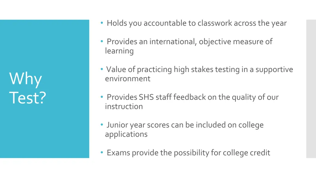 holds you accountable to classwork across the year