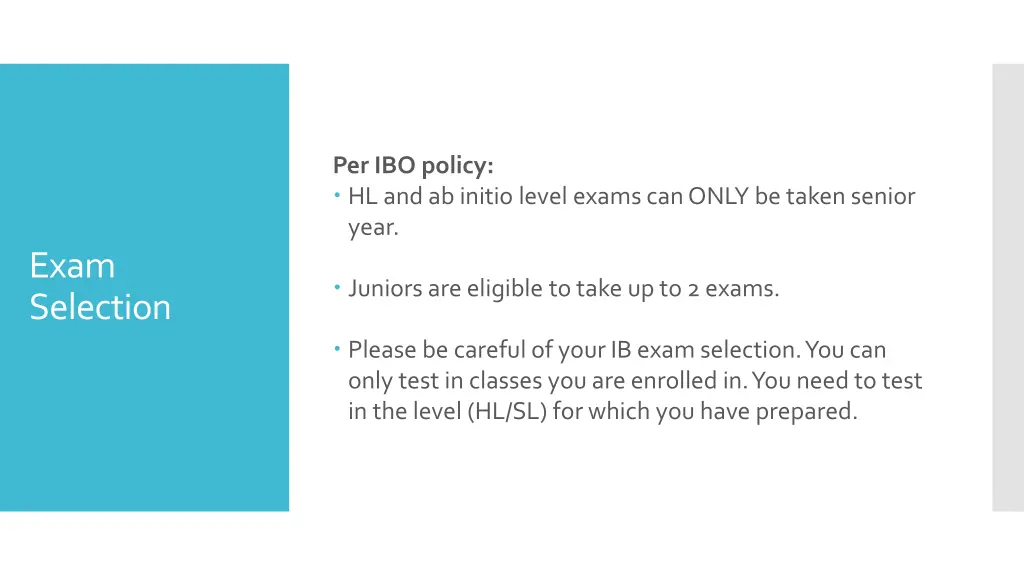 per ibo policy hl and ab initio level exams