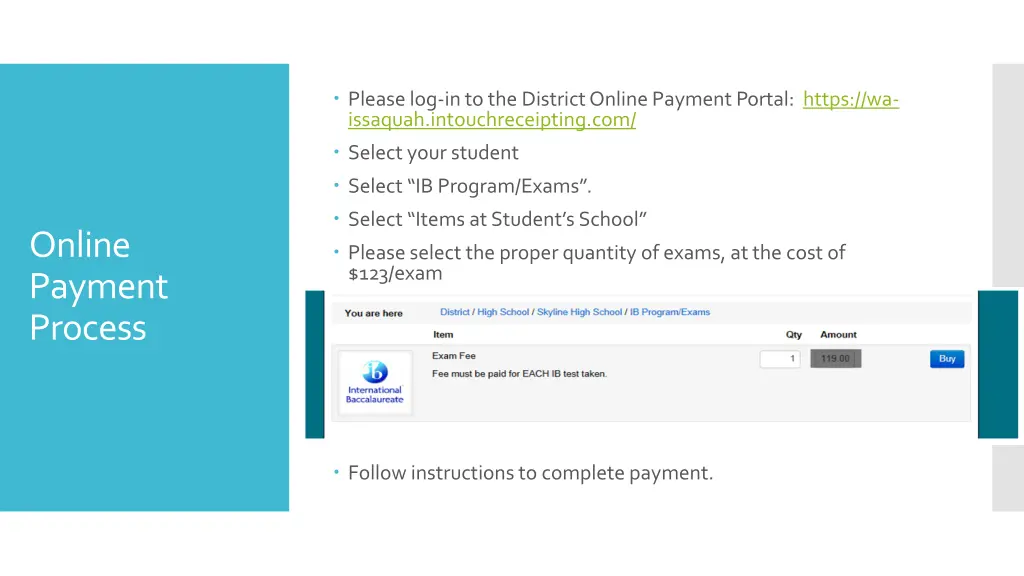 please log in to the district online payment