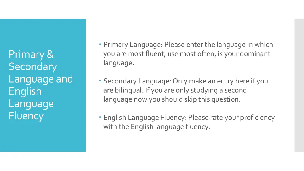 primary language please enter the language