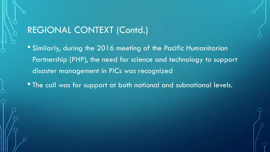 regional context contd