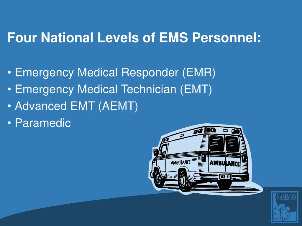 four national levels of ems personnel
