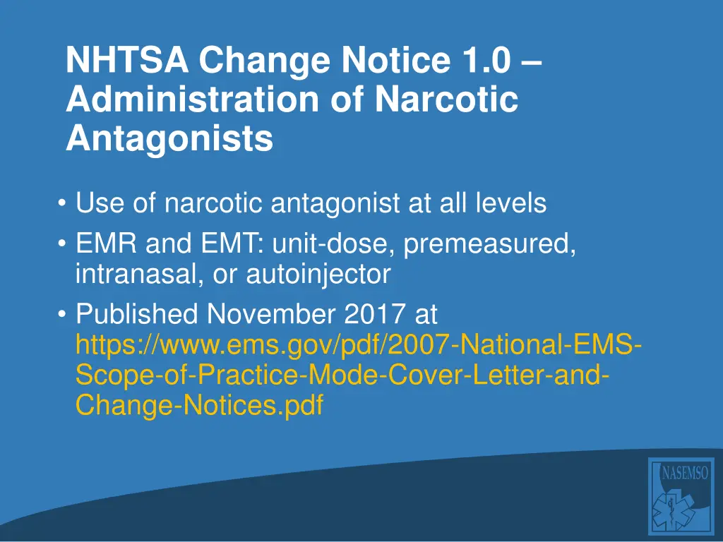 nhtsa change notice 1 0 administration