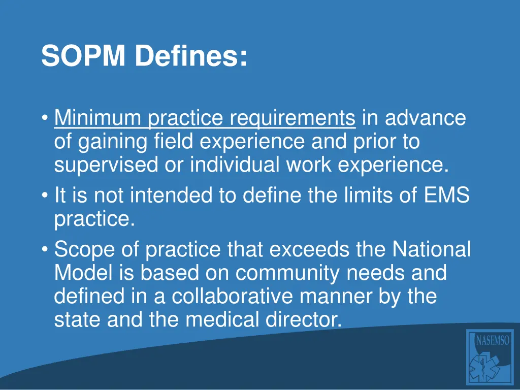 sopm defines