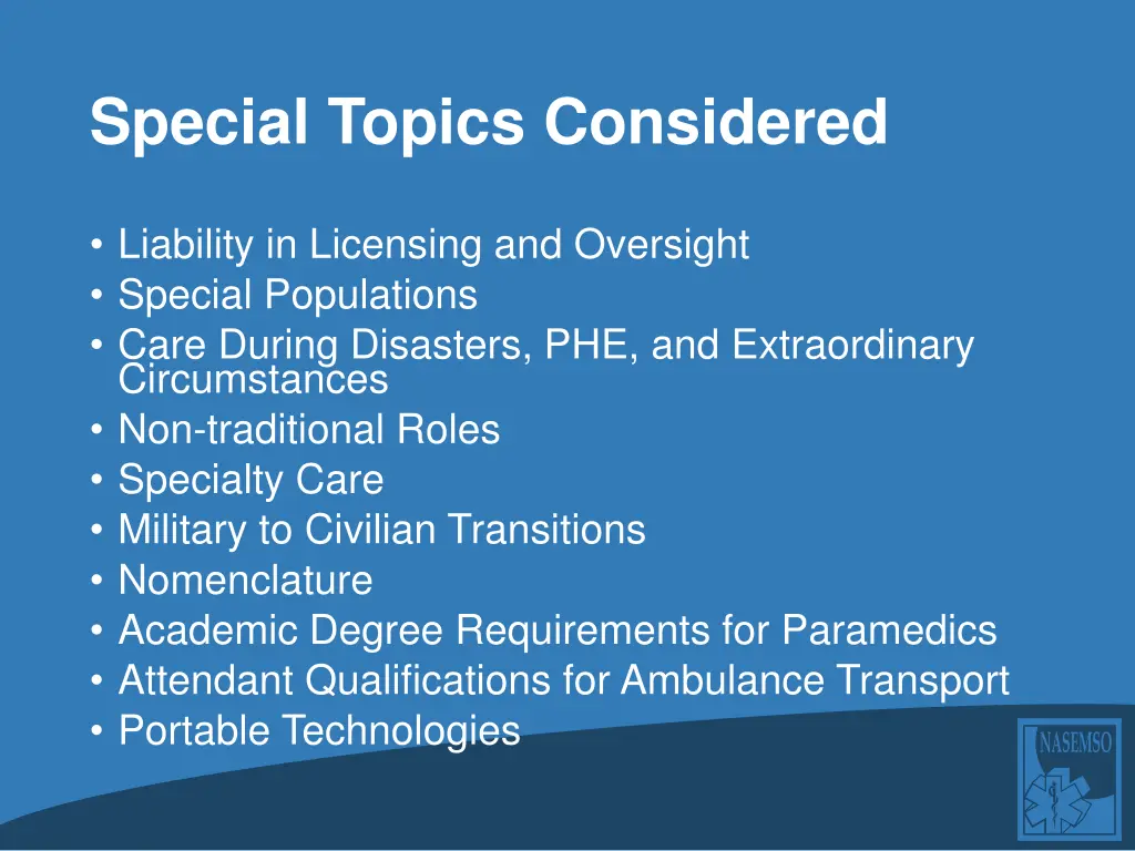 special topics considered