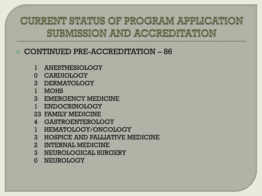 continued pre accreditation 86