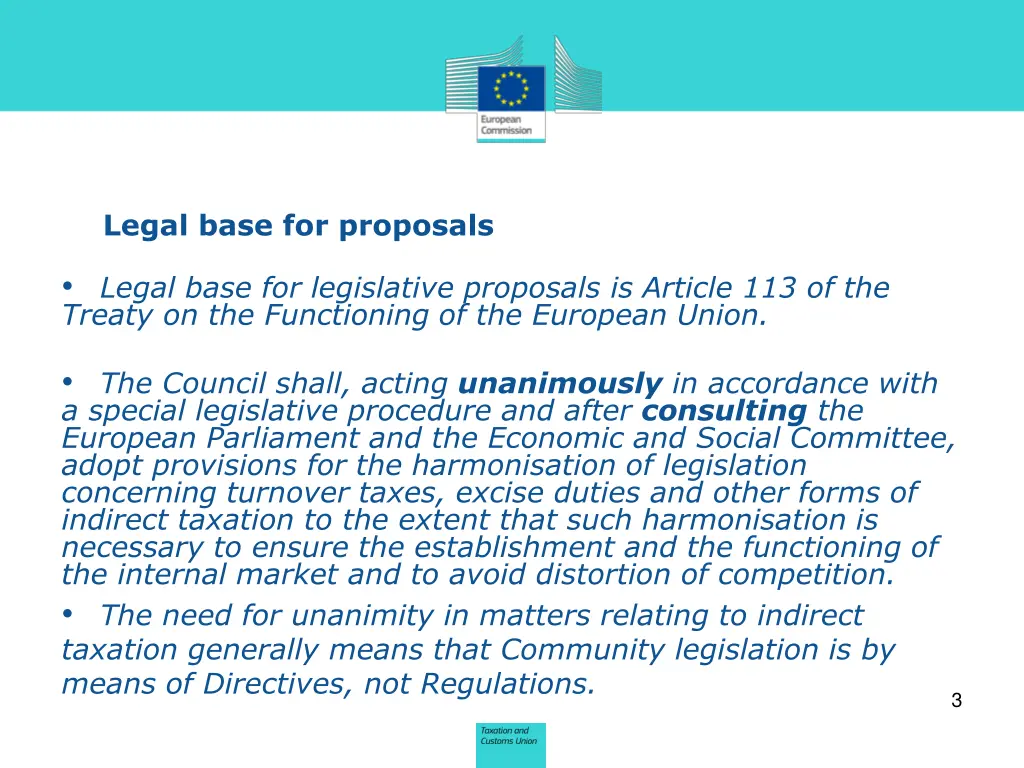 legal base for proposals