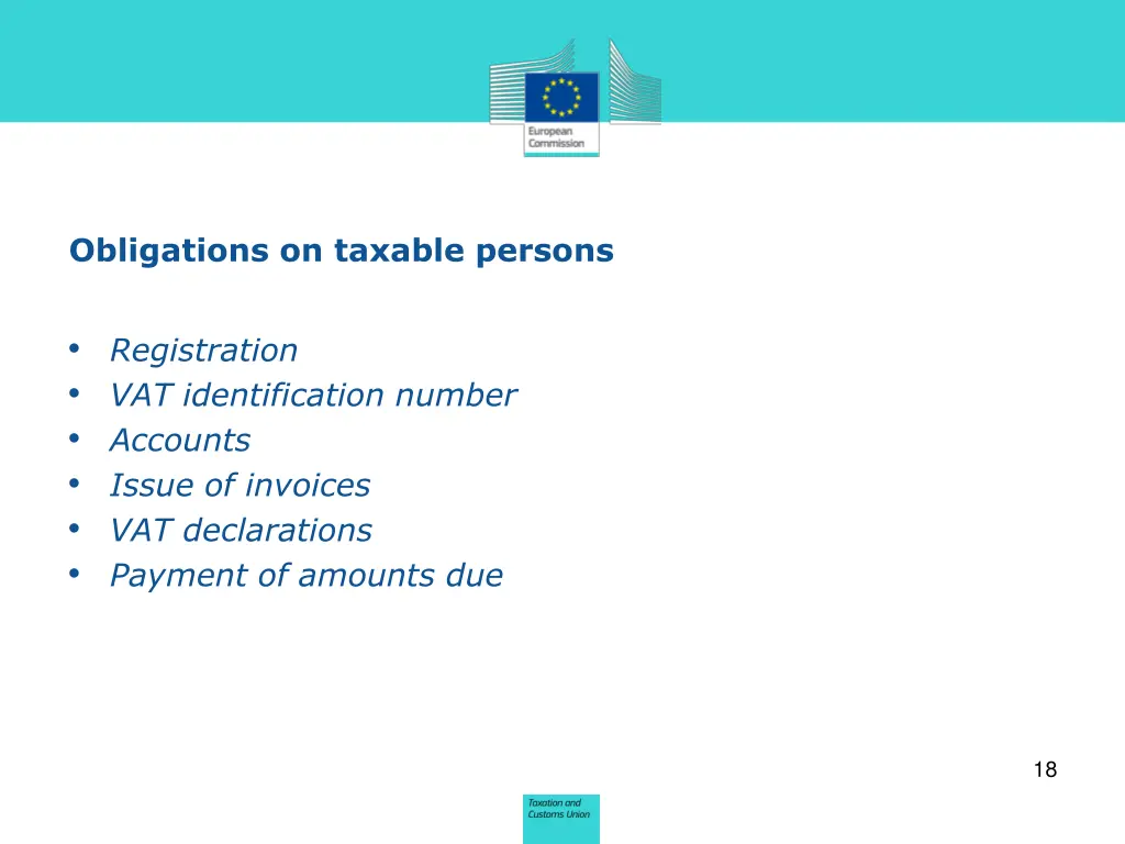 obligations on taxable persons