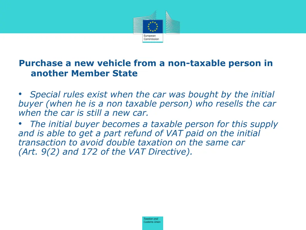 purchase a new vehicle from a non taxable person