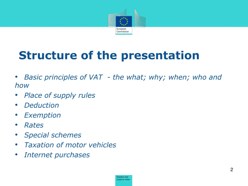 structure of the presentation
