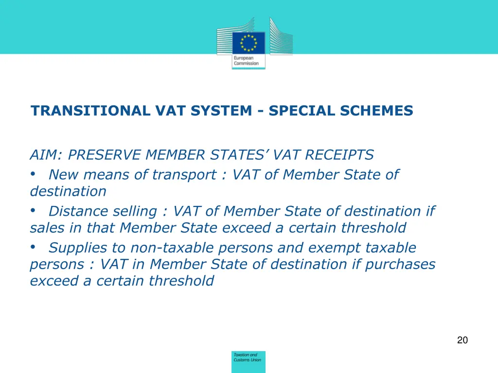 transitional vat system special schemes