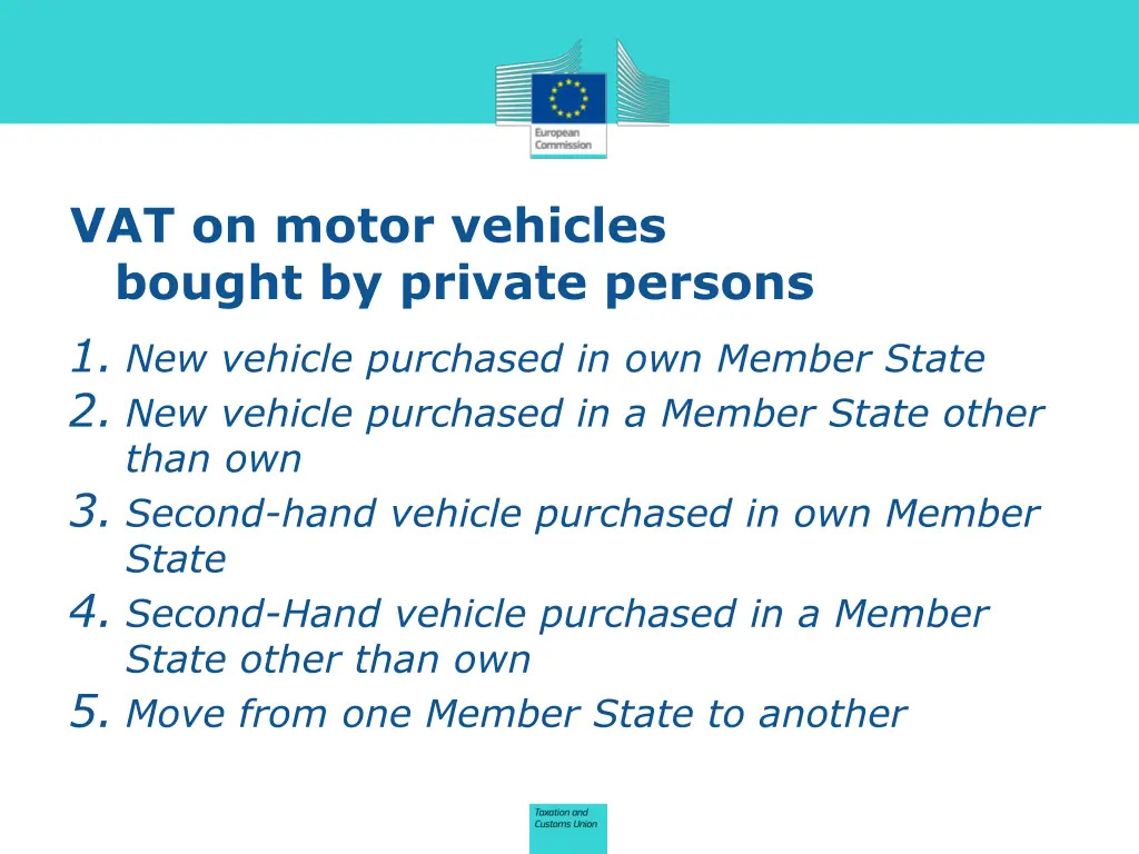 vat on motor vehicles bought by private persons