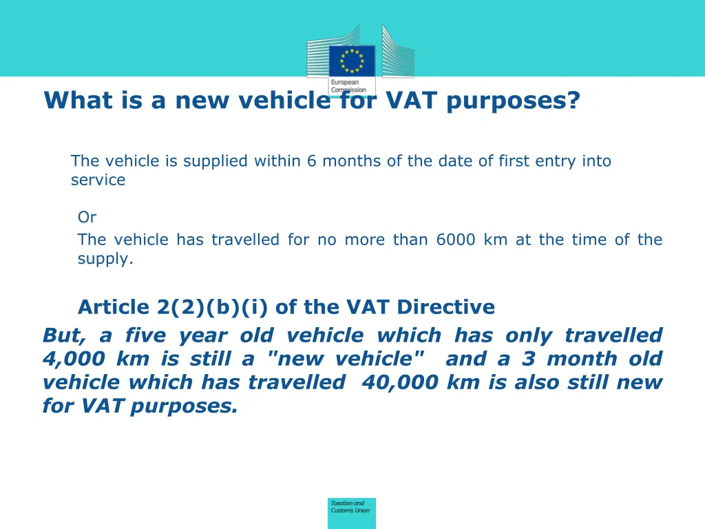 what is a new vehicle for vat purposes