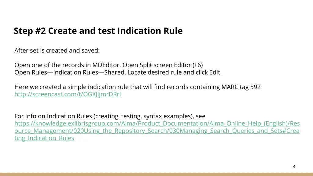 step 2 create and test indication rule