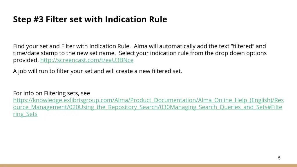 step 3 filter set with indication rule
