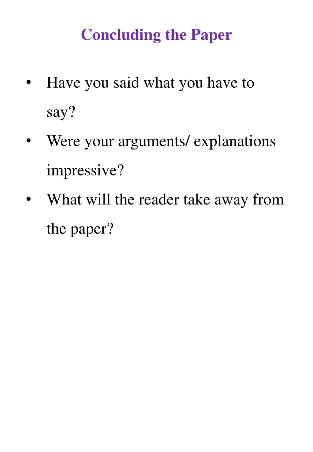concluding the paper