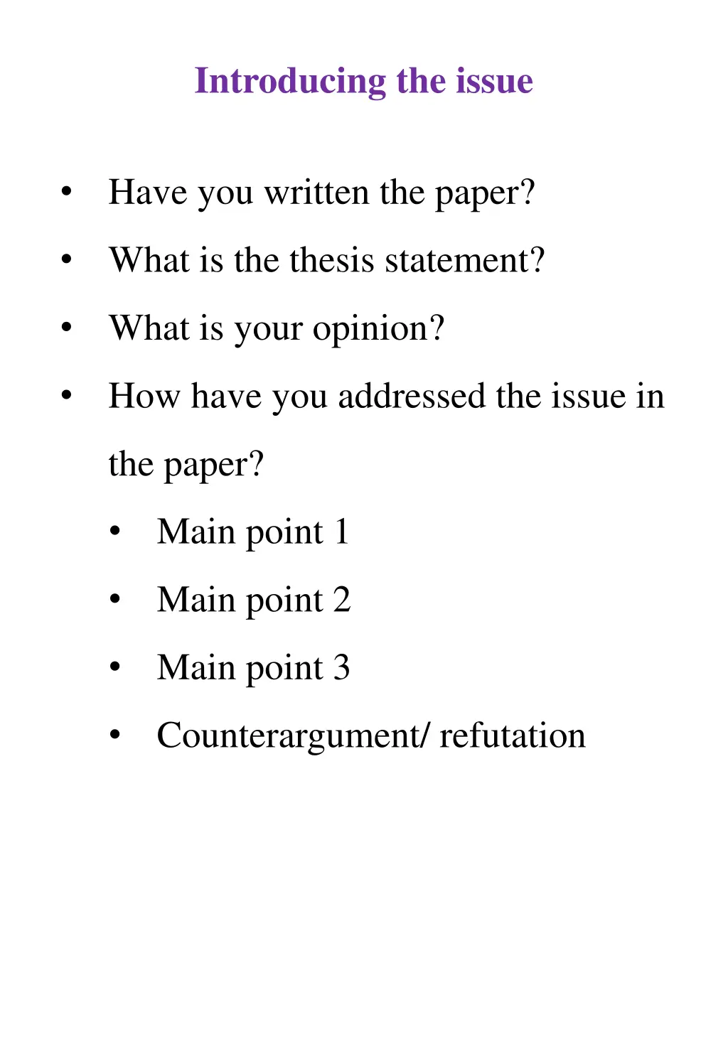 introducing the issue