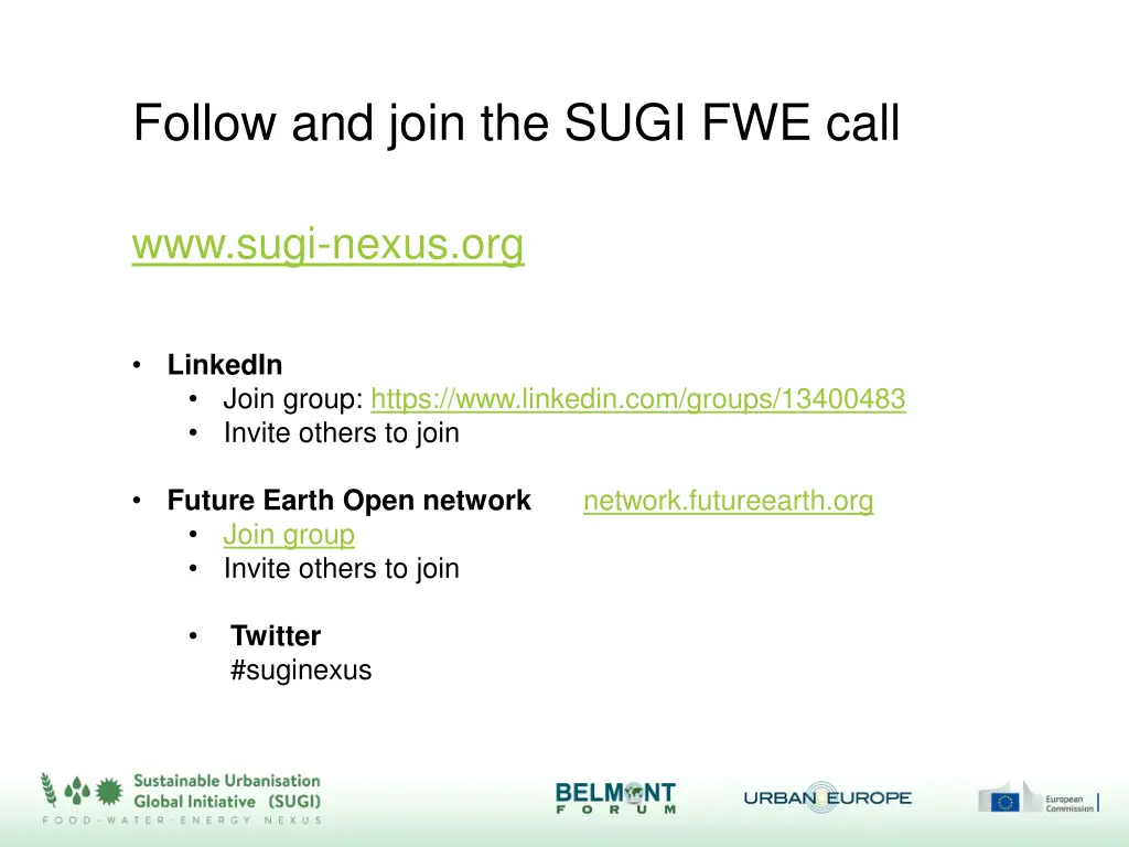 follow and join the sugi fwe call