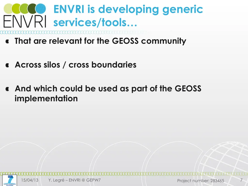 envri is developing generic services tools