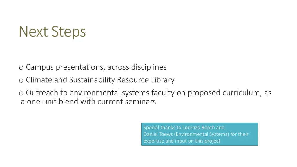 next steps