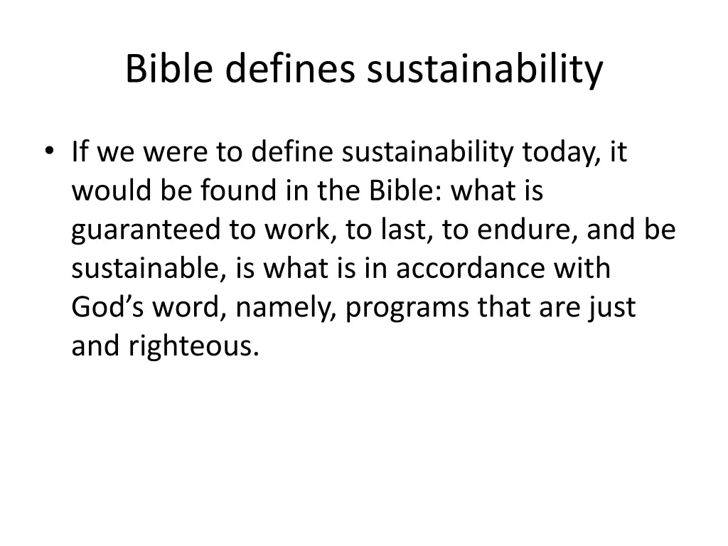 bible defines sustainability