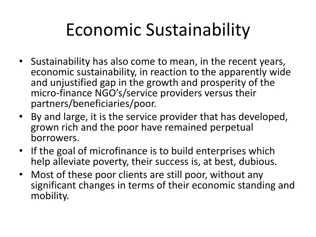 economic sustainability