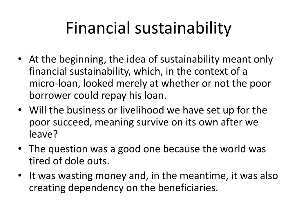 financial sustainability