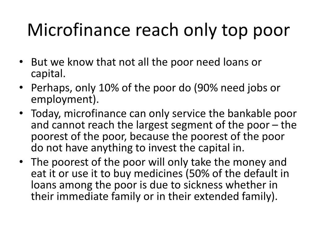 microfinance reach only top poor