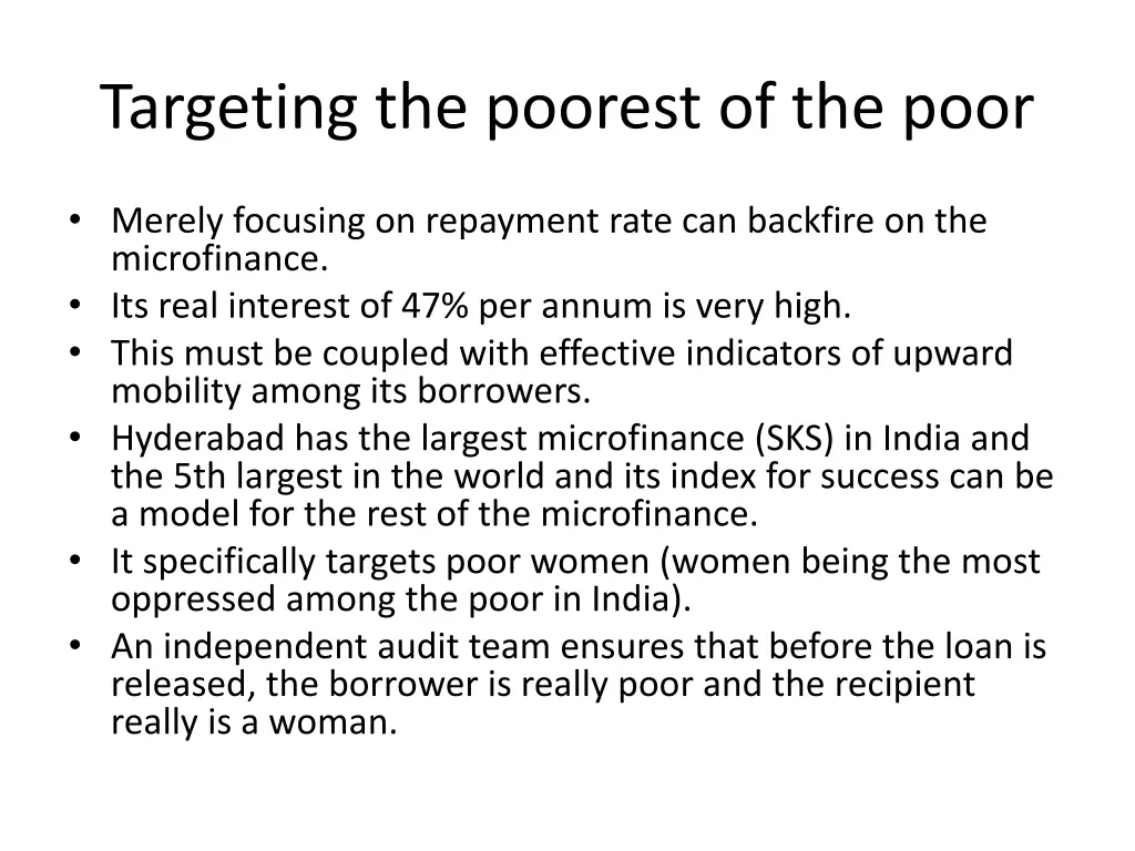 targeting the poorest of the poor