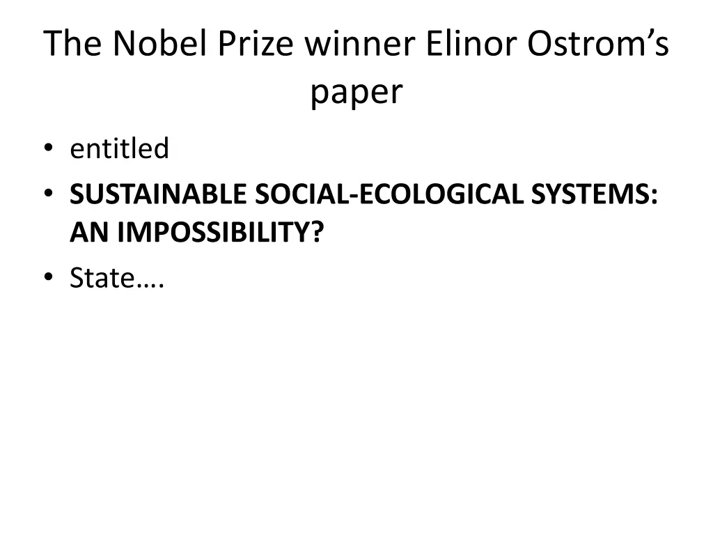 the nobel prize winner elinor ostrom s paper