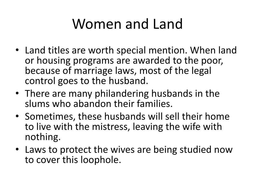 women and land