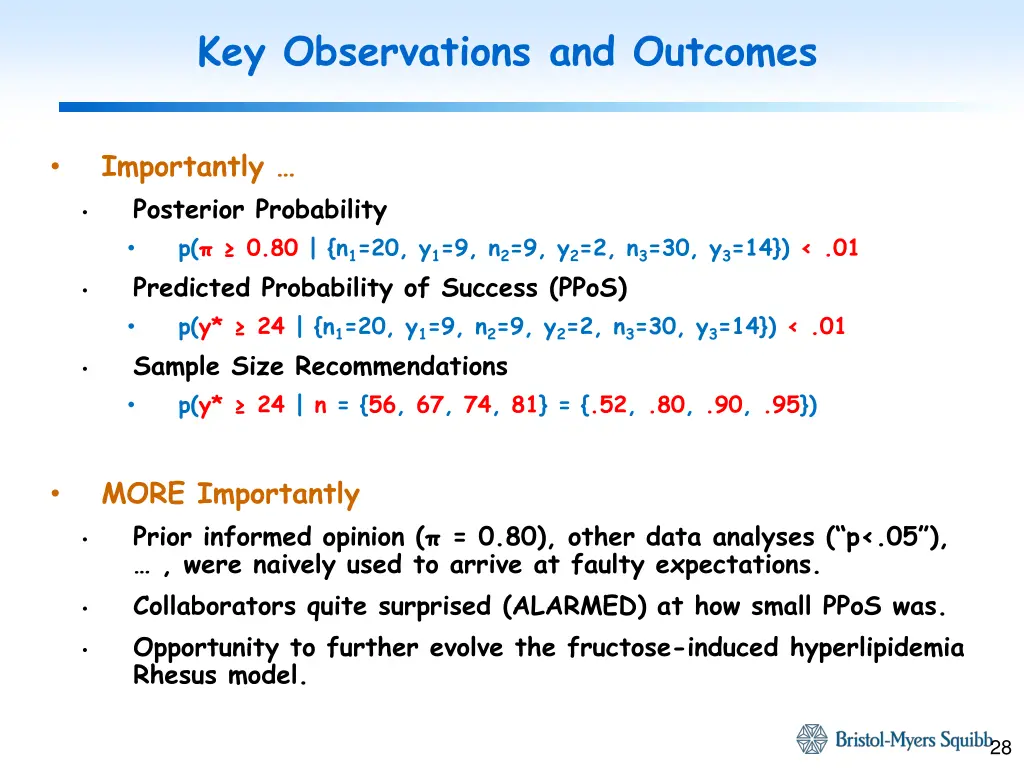 key observations and outcomes