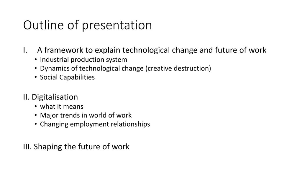 outline of presentation
