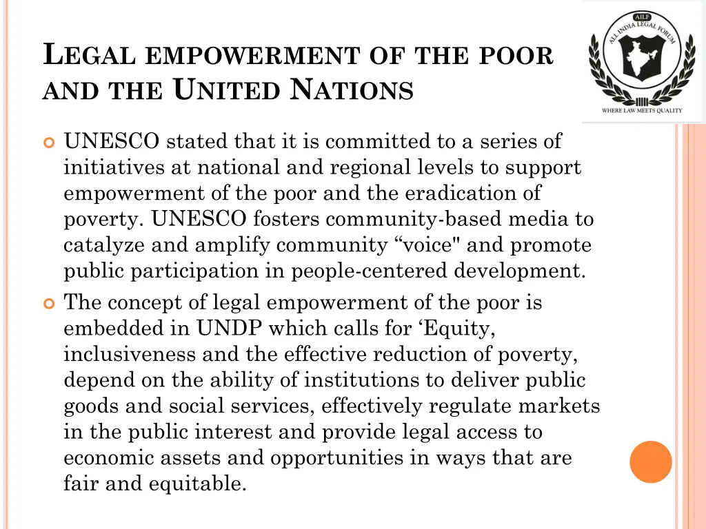 l egal empowerment of the poor and the u nited 1