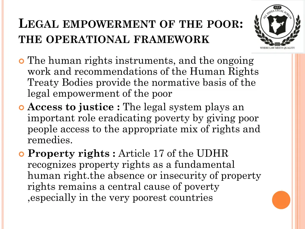 l egal empowerment of the poor the operational