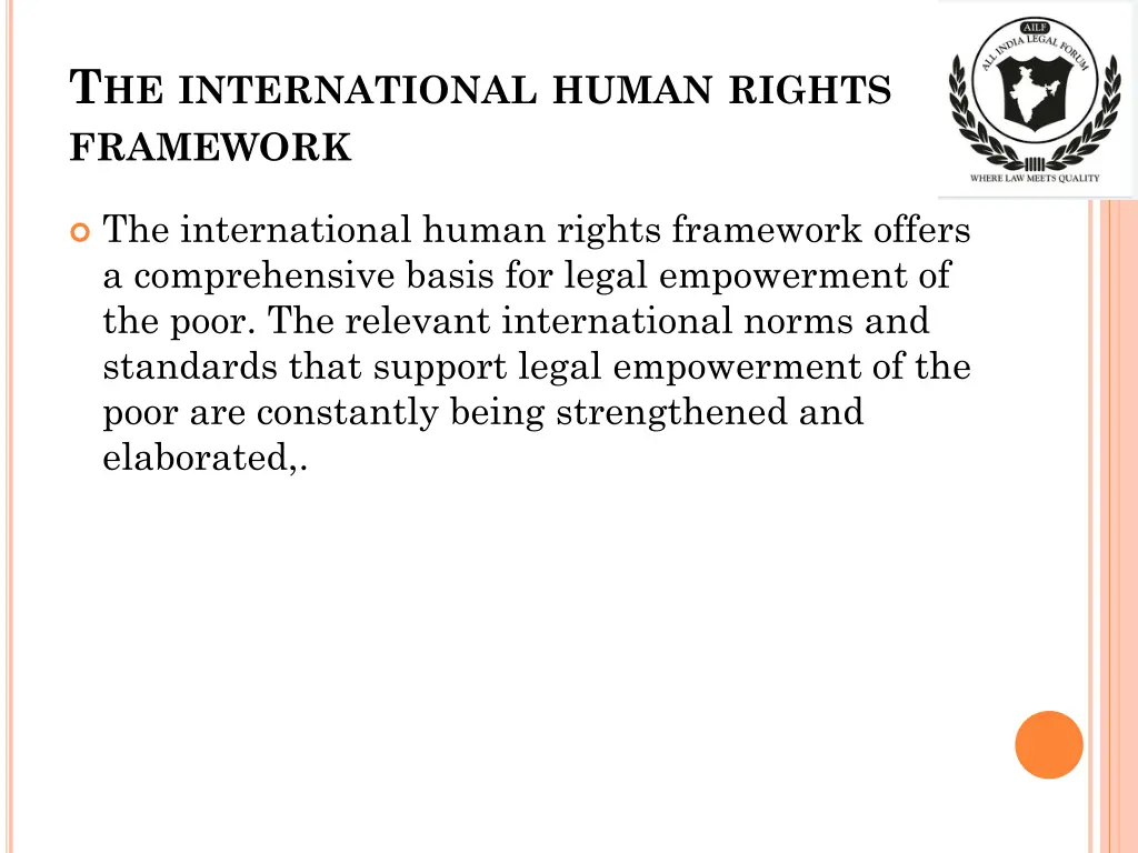 t he international human rights framework 1