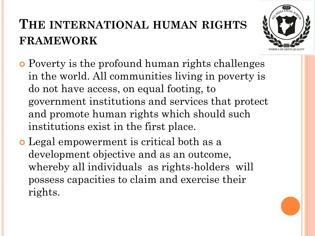 t he international human rights framework