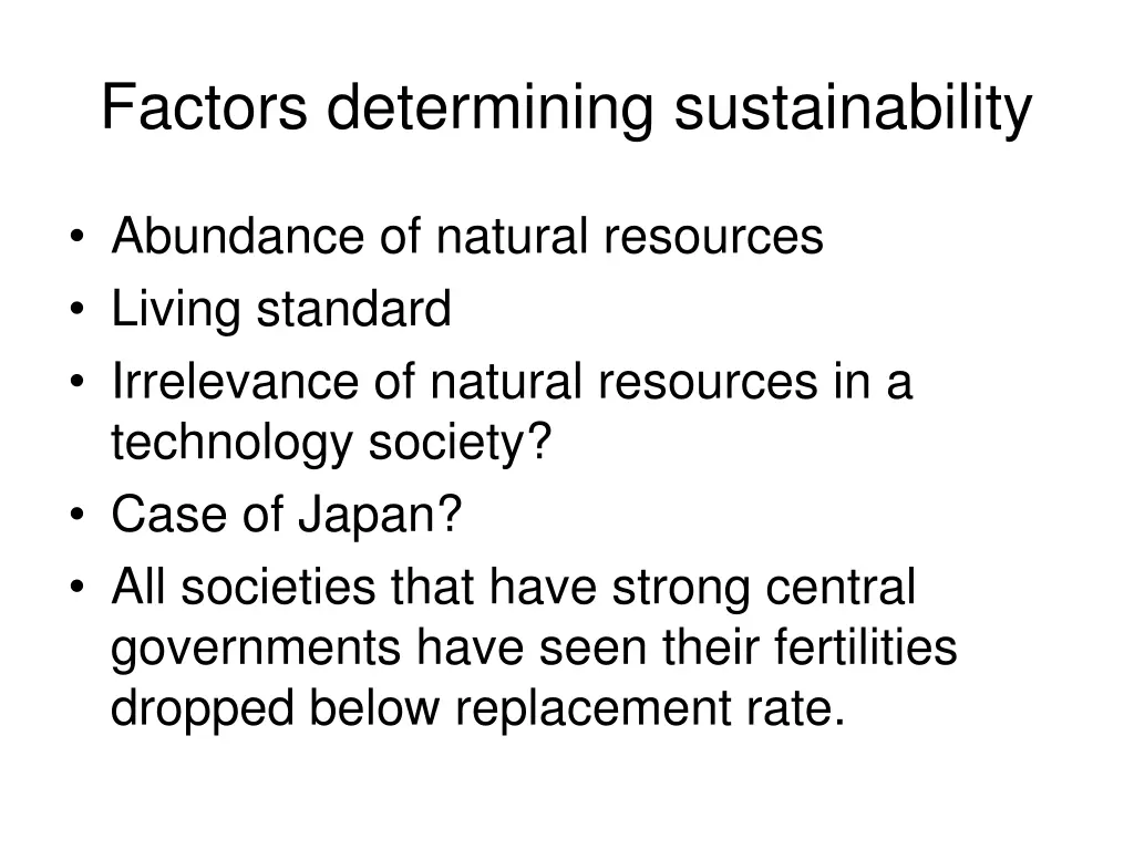 factors determining sustainability