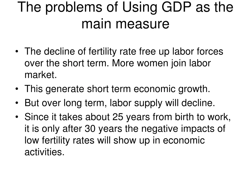 the problems of using gdp as the main measure