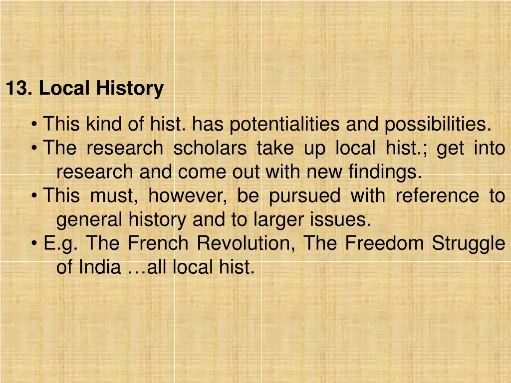 13 local history