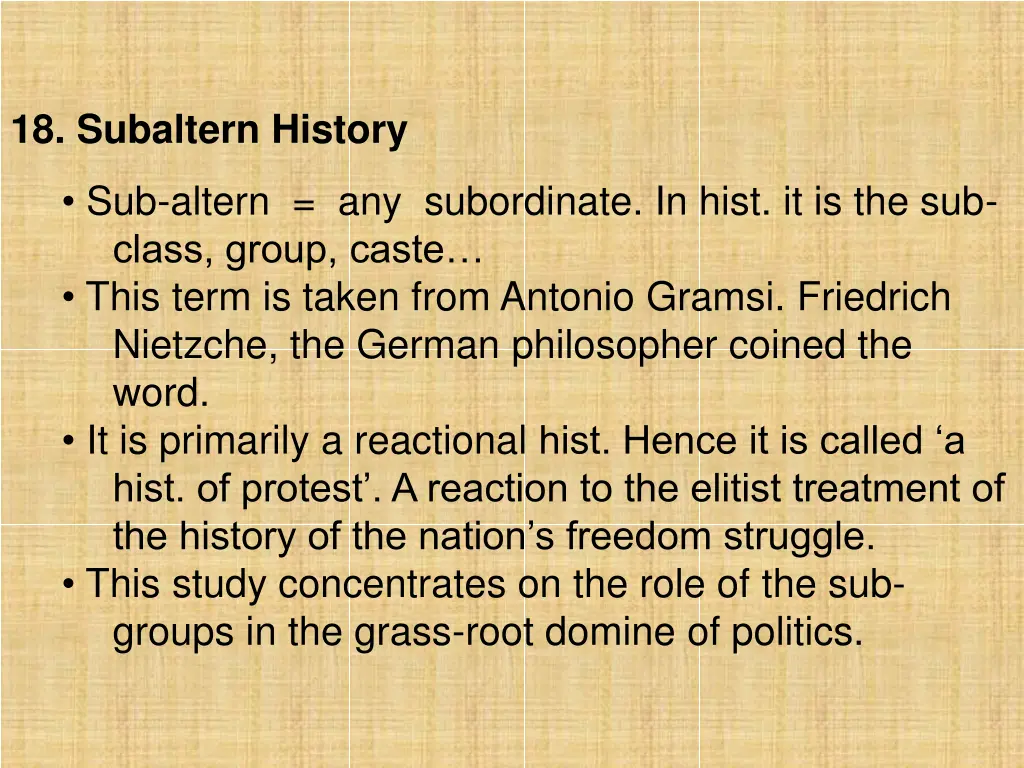 18 subaltern history