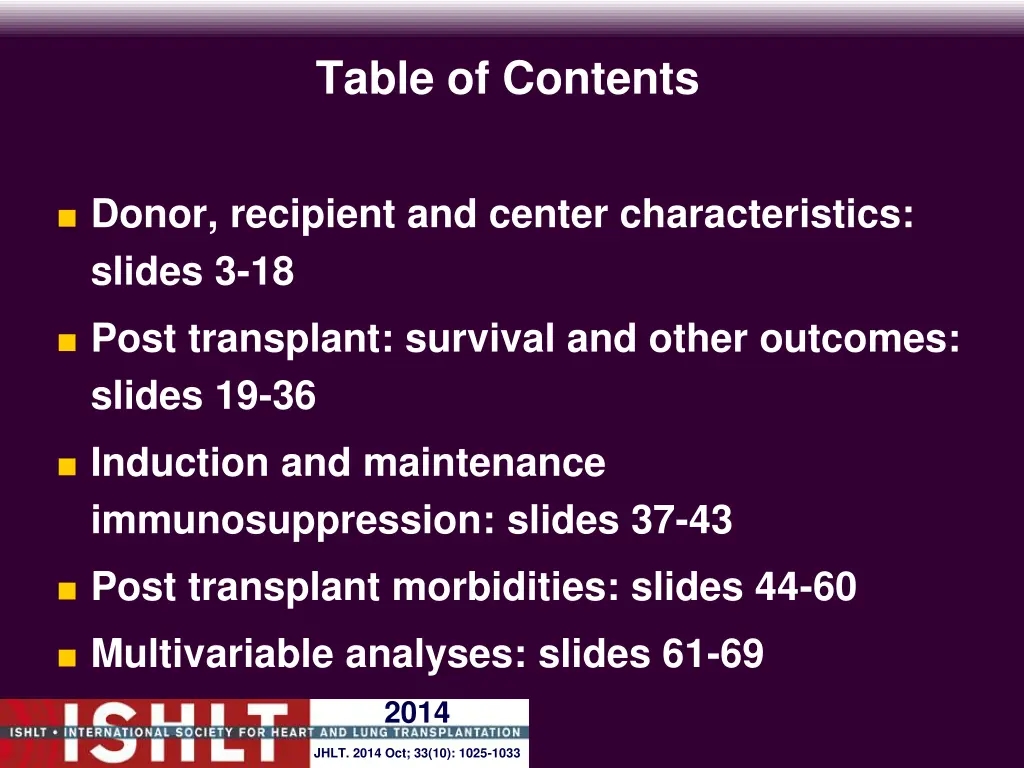 table of contents