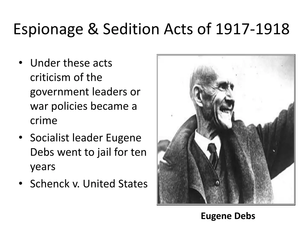 espionage sedition acts of 1917 1918