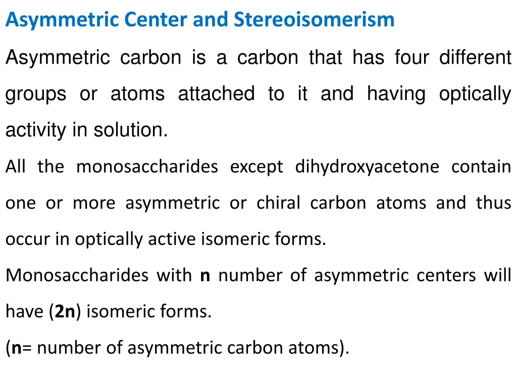 asymmetric center and stereoisomerism