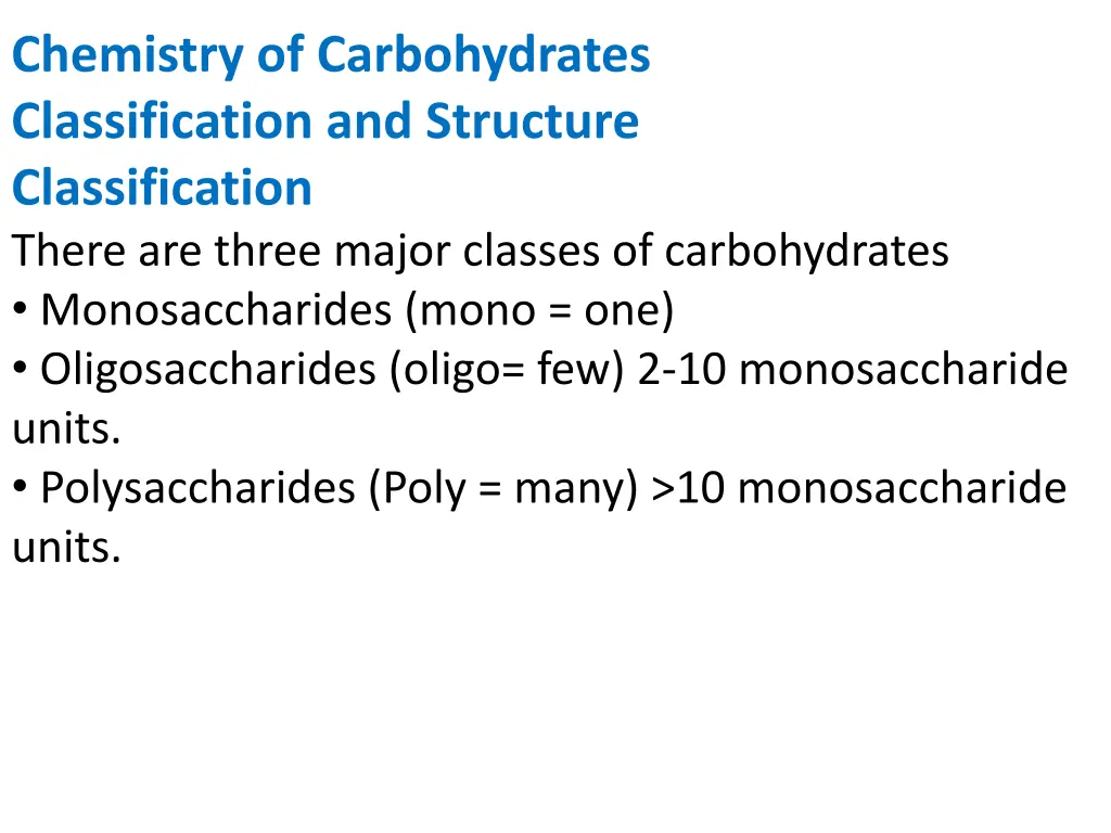 chemistry of carbohydrates classification