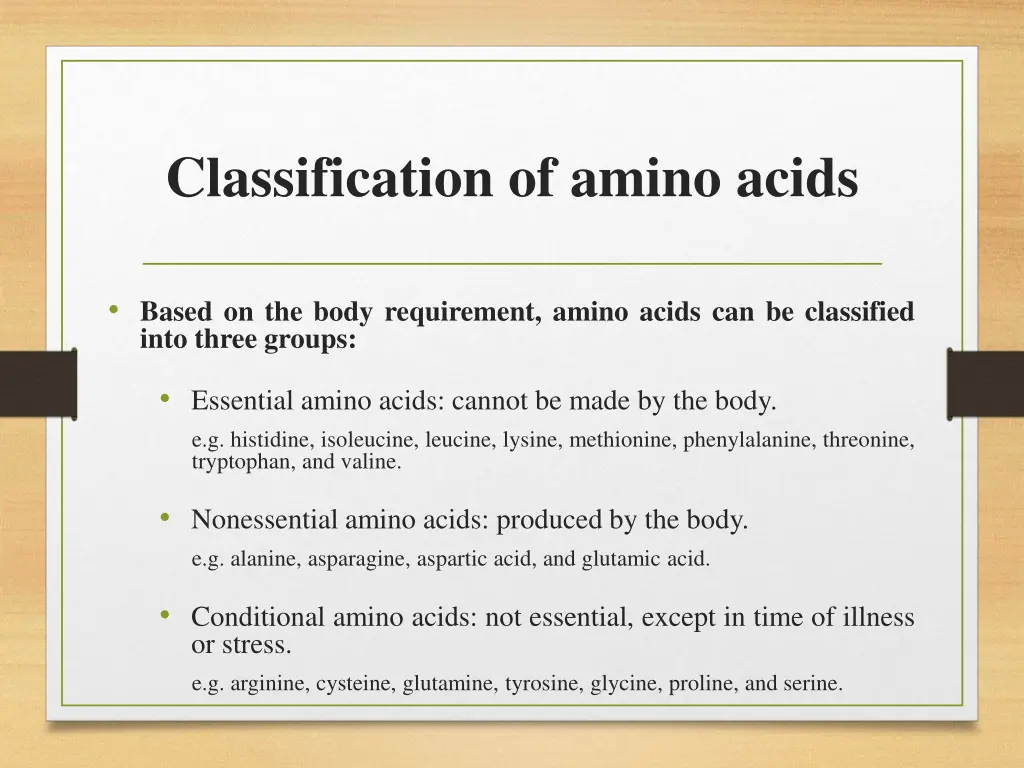 classification of amino acids