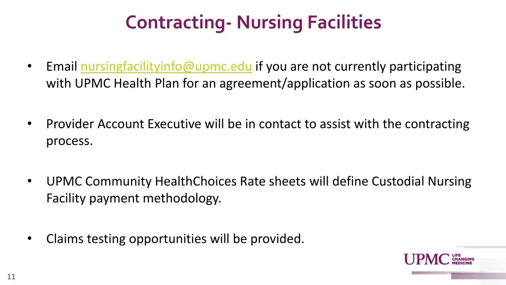 contracting nursing facilities