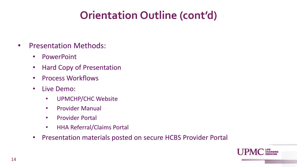 orientation outline cont d